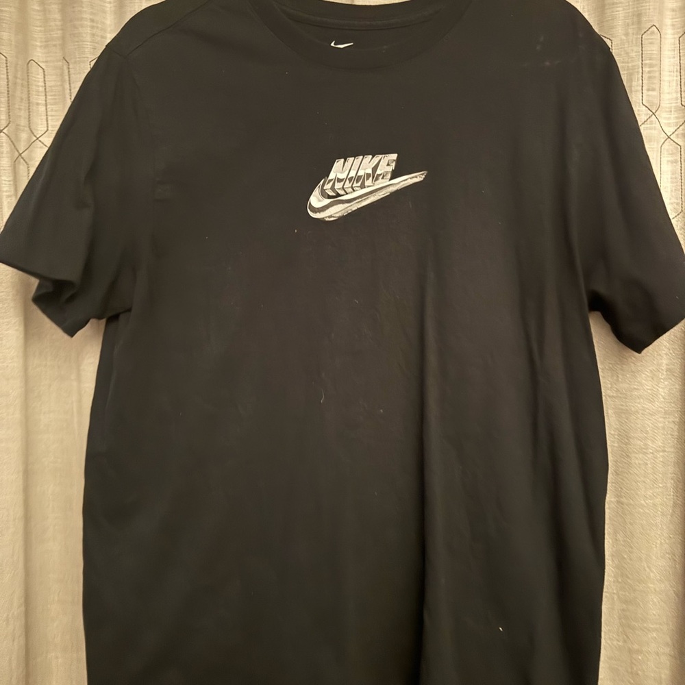 Nike Men's Black Tee with Silver Nike Check Logo